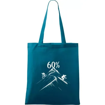 Narozeniny cyklista a lyžař 60 - Taška bavlněná - 42 x 38 cm ( Petrolejová )