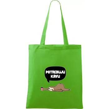 Nákupní taška Potřebuju kávu lenochod - Taška bavlněná - 42 x 38 cm ( Apple Green )
