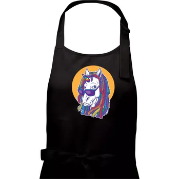 Kuchyňská zástěra Rasta unicorn - Dámská zástěra na vaření - Univerzální velikost ( Černá )