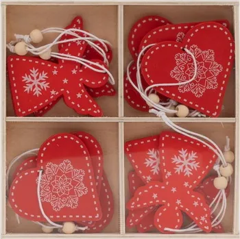 Vánoční ozdoba FANDY Ozdoba dřevěná 12 ks Craft 02