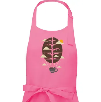 Kuchyňská zástěra Balón s kávou - Dámská zástěra na vaření - Univerzální velikost ( Růžová )