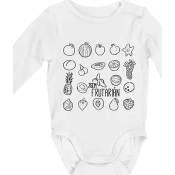 Kojenecký body Jsem frutarián - ovoce - Body kojenecké s dlouhým rukávem - Dlouhý r. do 3 měs ( Bílá )
