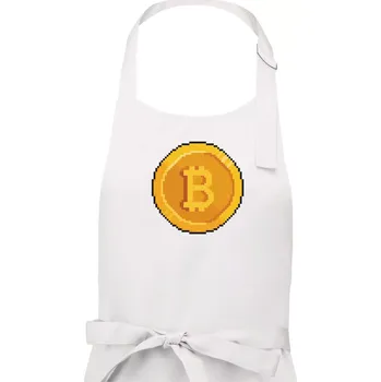 Kuchyňská zástěra Bitcoin mince - Dámská zástěra na vaření - Univerzální velikost ( Bílá )