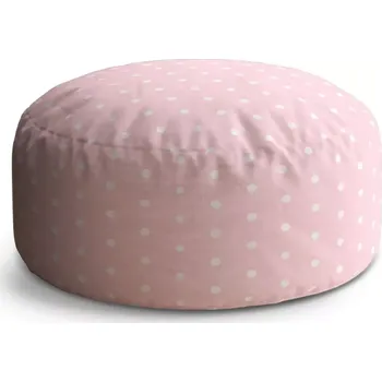 Taburet Sablio Taburet Circle Bílé puntíky na růžové: 38x48 cm