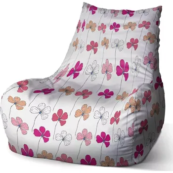 Sedací pytel Sablio Sedací vak Bean Růžové kvítí - 100 x 90 x 45 cm