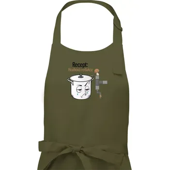 Kuchyňská zástěra Recept houbová redukce - Pánská zástěra na vaření - Univerzální velikost ( Khaki )