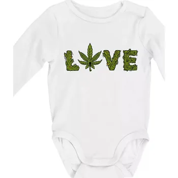 Konopí nápis love - Body kojenecké s dlouhým rukávem - Dlouhý r. 3-6 měs ( Bílá )