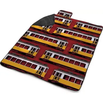 deka Sablio Plážová deka Lisabonské historické tramvaje Červený Pattern: 200x140 cm