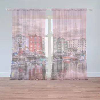 Záclona Sablio Záclony Barevné domky na pobřeží: 2ks 150x250cm