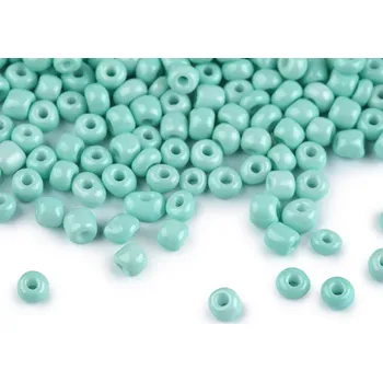 Dětské navlékací korálky Rokajl 6/0 - 4 mm neprůhledný, malé, 834 mint