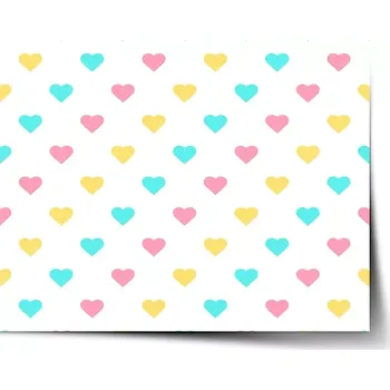 Plakát Sablio Plakát Tříbarevná srdíčka - 60x40 cm