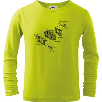 Dětská móda Nákres Digitální fotoaparát - Triko dětské Long Sleeve - 104-110cm / 3-4 roky ( Limetková )