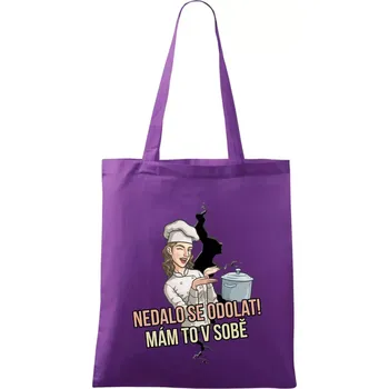 Nákupní taška Nedalo se odolat, mám to v sobě kuchařka - Taška bavlněná - 42 x 38 cm ( Fialová )