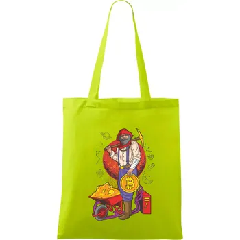 Horník těží bitcoiny - Taška bavlněná - 42 x 38 cm ( Limetková )