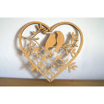 Obraz Mácova Dílna Dekorace Dva ptáčci v srdíčku Velikost a barva: 20cm, bílá