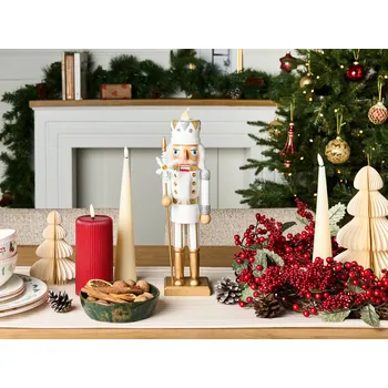 Vánoční dekorace Beliani LJUNGAN Louskáček 37 cm bílá