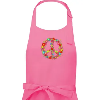 Kuchyňská zástěra Peace symbol červené květiny - Pánská zástěra na vaření - Univerzální velikost ( Růžová )