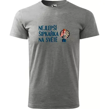 Sablio Tričko s potiskem Nejlepší šipkařka na světě - šedé S