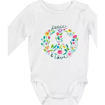 Peace and love symbol - Body kojenecké s dlouhým rukávem - Dlouhý r. do 3 měs ( Bílá )