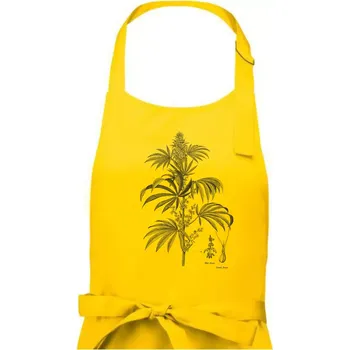 Kuchyňská zástěra Konopí kytka černobílá - Pánská zástěra na vaření - Univerzální velikost ( Žlutá )