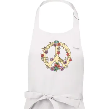 Kuchyňská zástěra Peace symbol pískový - Pánská zástěra na vaření - Univerzální velikost ( Bílá )