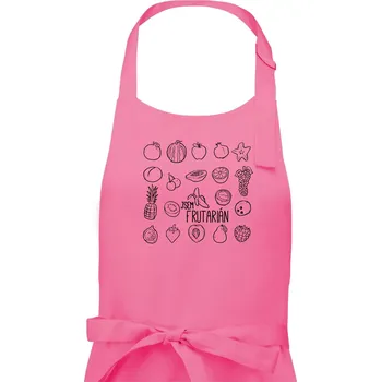 Kuchyňská zástěra Jsem frutarián - ovoce - Dámská zástěra na vaření - Univerzální velikost ( Růžová )