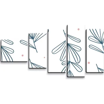 Obraz Sablio Obraz - 5-dílný Modré lístky - 100x60 cm
