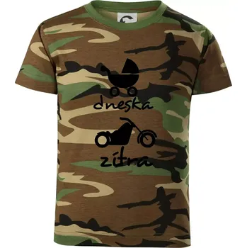 Dnes zítra Harley - Dětské maskáčové triko - 134 cm/8 let ( Hnědý maskáč )