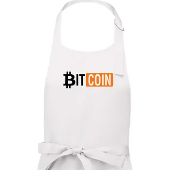Kuchyňská zástěra Bitcoin nápis - Dámská zástěra na vaření - Univerzální velikost ( Bílá )