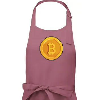 Kuchyňská zástěra Bitcoin mince - Dámská zástěra na vaření - Univerzální velikost ( Starorůžová )