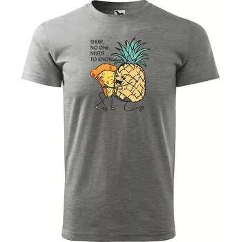 Sablio Tričko s potiskem Pineapple with pizza - šedé 3XL