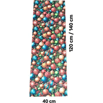 ubrus Vánoční set: Běhoun na stůl + 4 ks prostírání - s motivem vánočních ozdob - 40 x 140 cm