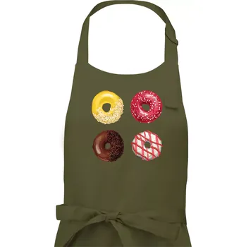 Kuchyňská zástěra 4 donuty - Pánská zástěra na vaření - Univerzální velikost ( Khaki )