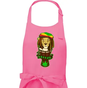 Kuchyňská zástěra Reggae lev - Dámská zástěra na vaření - Univerzální velikost ( Růžová )