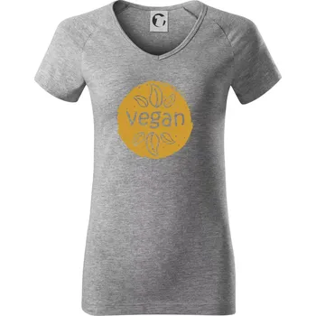 Dámské tričko Vegan hnědá kruh - Tričko dámské Dream - XS ( Tmavě šedý melír )