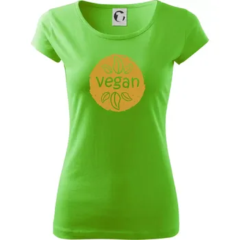 Dámské tričko Vegan hnědá kruh - Dámské triko Pure - XS ( Apple Green )