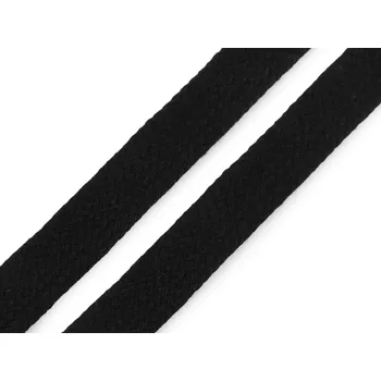 Bavlněná šňůra plochá / dutinka šíře 18 mm, střední, 2 černá