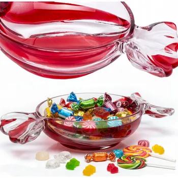 Velká DEKORATIVNÍ Skleněná Mísa / OZDOBNÝ Talíř - BONBONIÉRA 25 x 15 x 5 cm