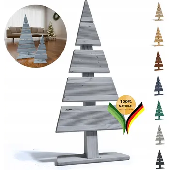 Vánoční dekorace Dřevěný vánoční stromek modřín 27x60 cm stříbrná