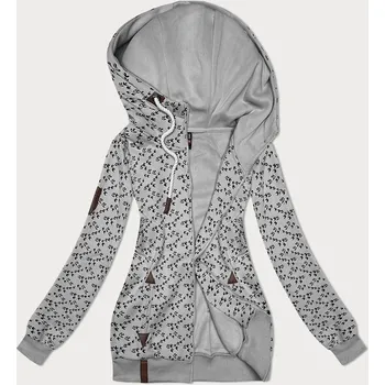 Dámská mikina Dámská šedá sportovní mikina s kapucí a vzorem vlaštovek, odstíny šedé XXL (44) i392_23721-48