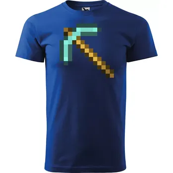 Pánské tričko Sablio Tričko s potiskem Blocks Diamantový krumpáč - modré 5XL