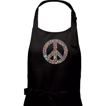 Kuchyňská zástěra Peace symbol lístečky - Pánská zástěra na vaření - Univerzální velikost ( Černá )