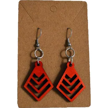 Náušnice Dřevěné náušnice Geometrické 016 – elegance s nerezovou ocelí Barva: Oranžová