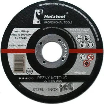Řezný kotouč MOLATRADE Kotouč řezný 115 x 1,6 x 22,2 mm Molatool Standart