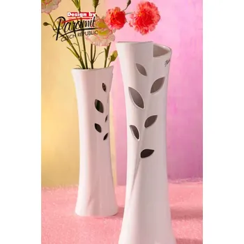 Váza Porcelánová váza s lístečky (Bílá váza)