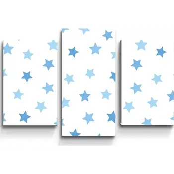 Obraz Sablio Obraz - 3-dílný Modré hvězdy na bílé - 75x50 cm