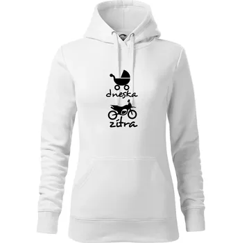 Dámská mikina Dnes zítra cross - Mikina dámská Cape s kapucí - XS ( Bílá )