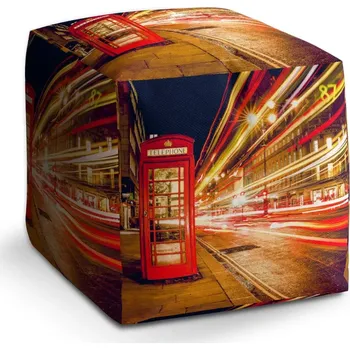 Taburet Sablio Taburet Cube Noční Londýn: 40x40x40 cm