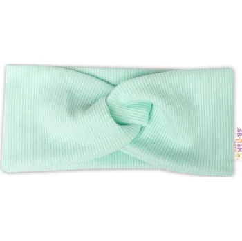 Baby Nellys Hand Made Dvouvrstvá žebrovaná čelenka, mátová, 68/74 Velikost: 80/86 (12-18m)