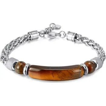Náramek Ocelový náramek s kamenem Tygří oko Tiger Eye Bar